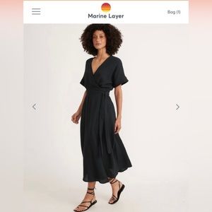 Marine Layer Valencia Wrap Dress in Black - size M - NWT